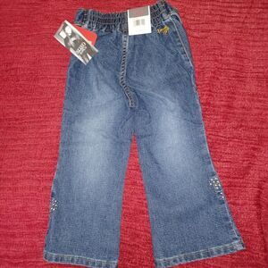 XOXO Girls Jeans 3T Blue Denim Pants Bottoms Stretchy Butterfly Y2K W/Belt New